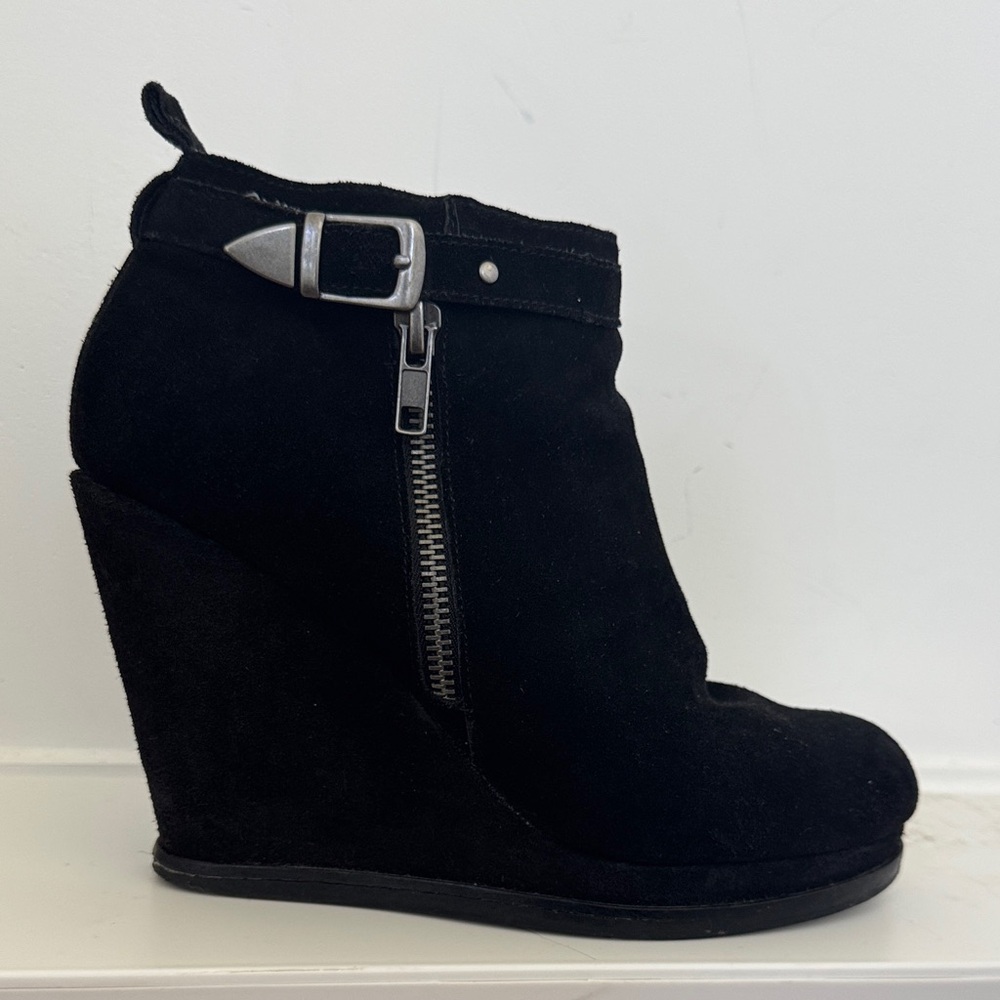 Black Wedge Ankle Boots